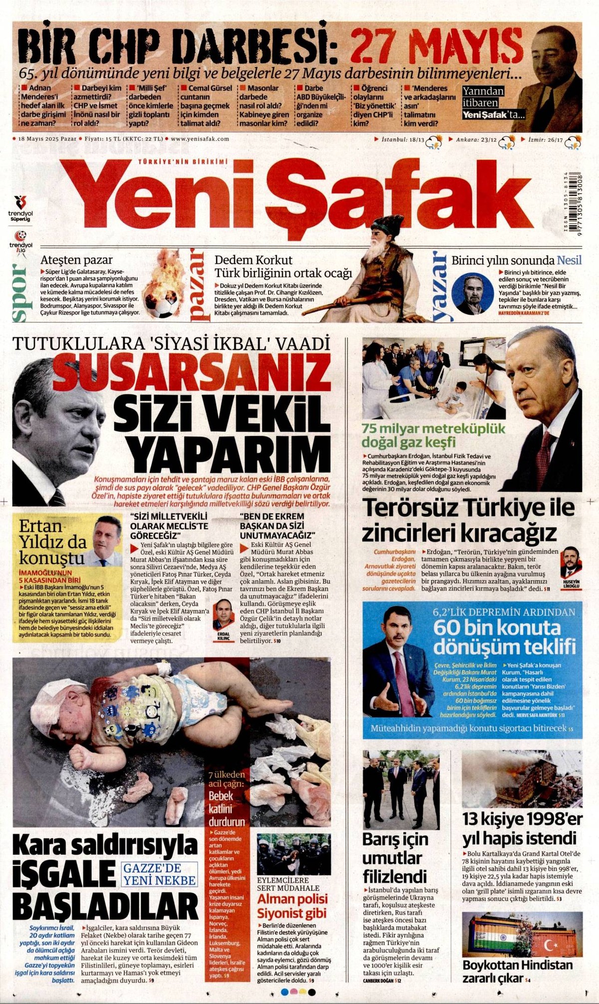 Yeni Şafak Gazetesi Manşeti