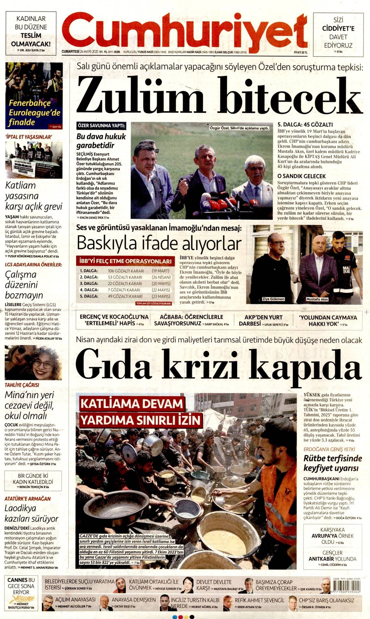 Cumhuriyet Gazetesi Manşeti