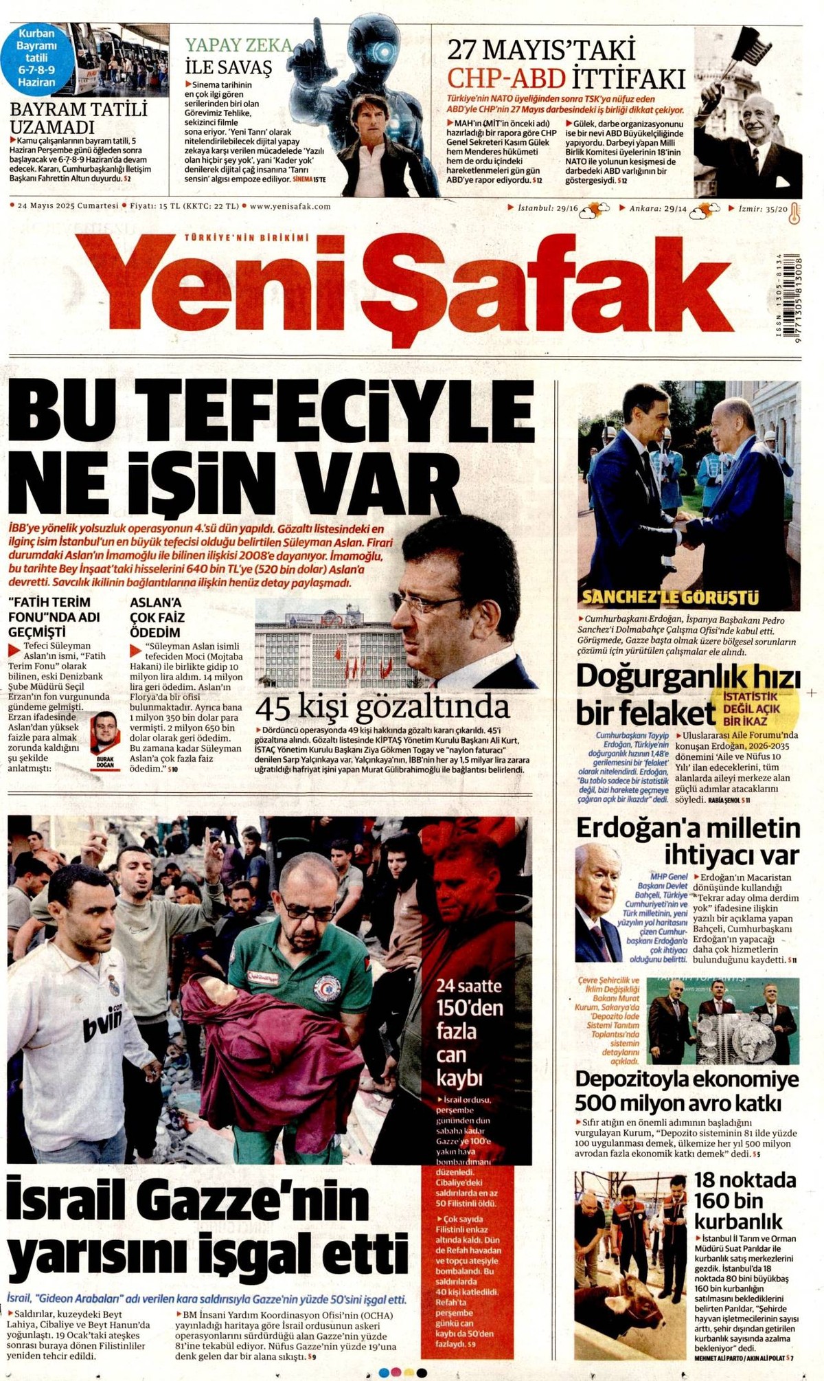 Yeni Şafak Gazetesi Manşeti