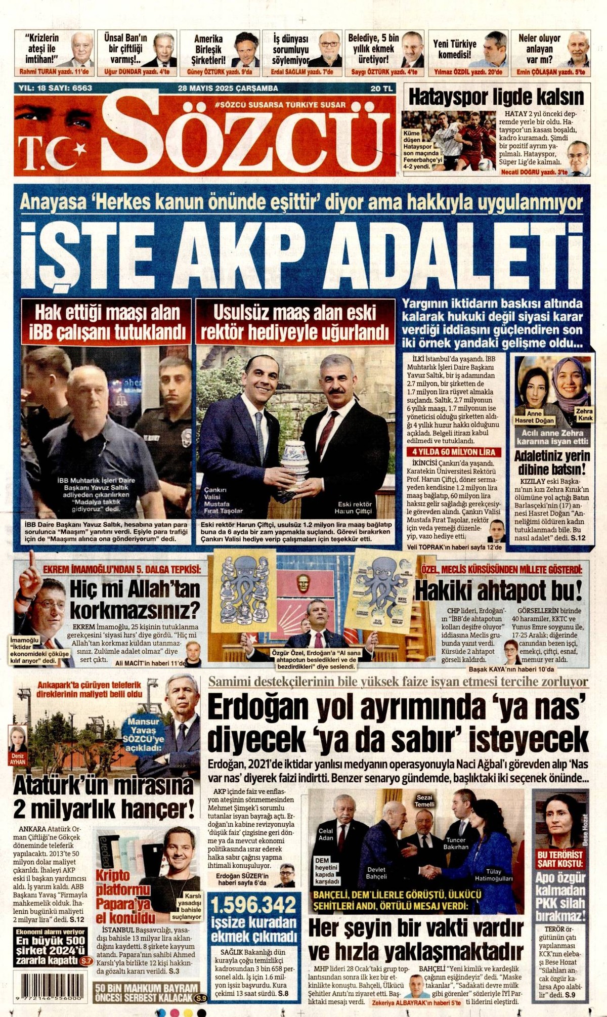 Sözcü Gazetesi Manşeti