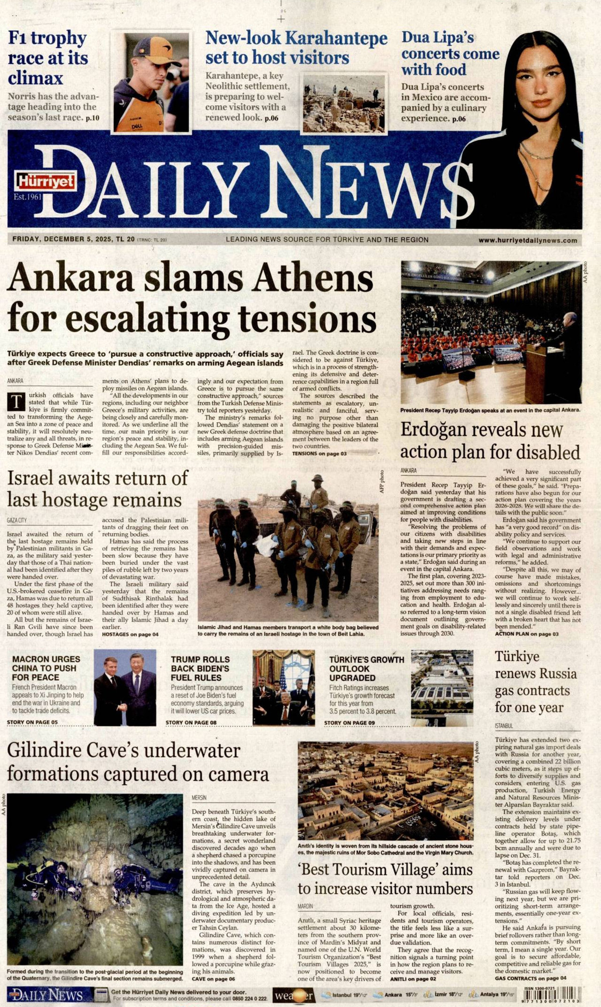 Hürriyet Daily News Gazetesi Manşeti