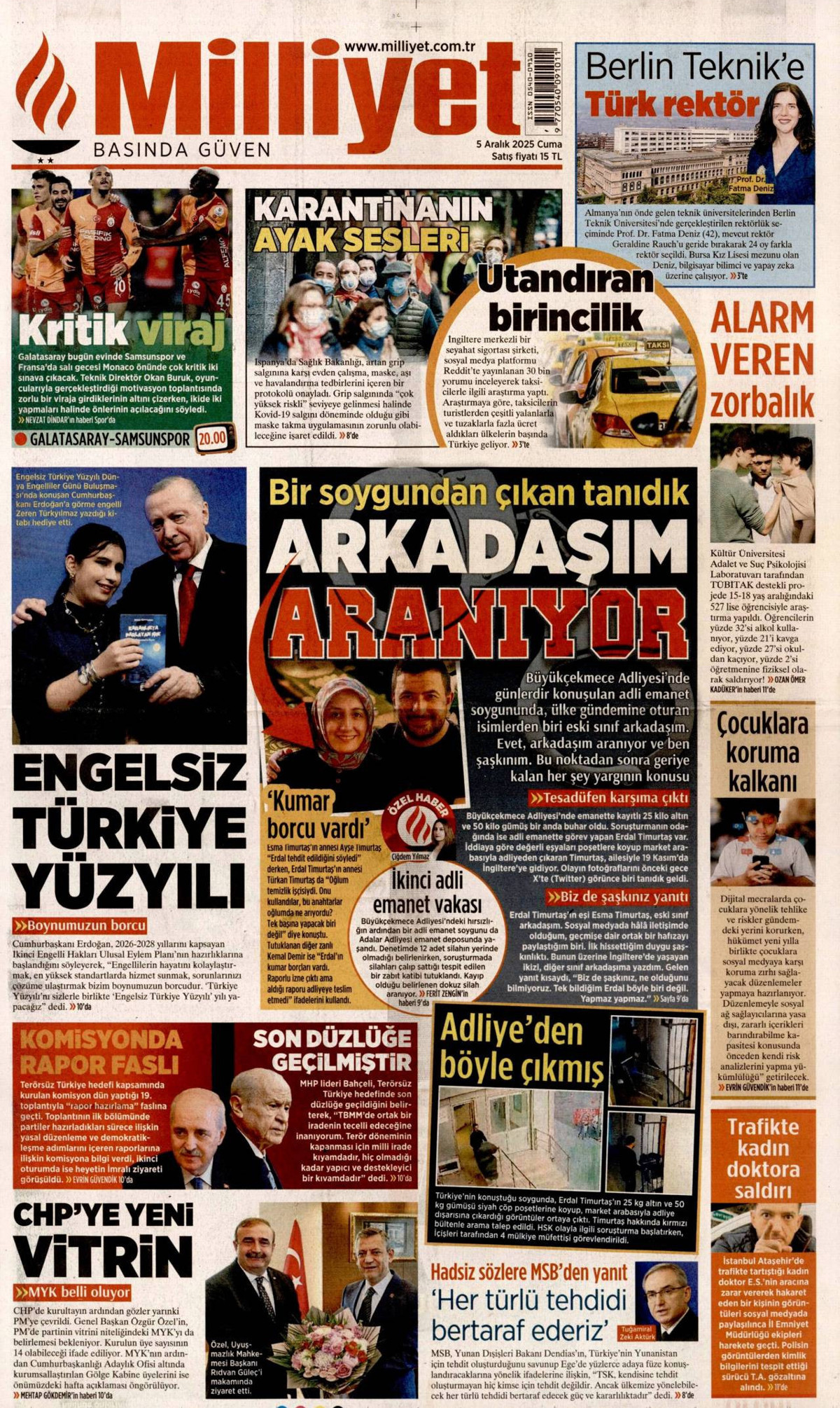 Milliyet Gazetesi Manşeti