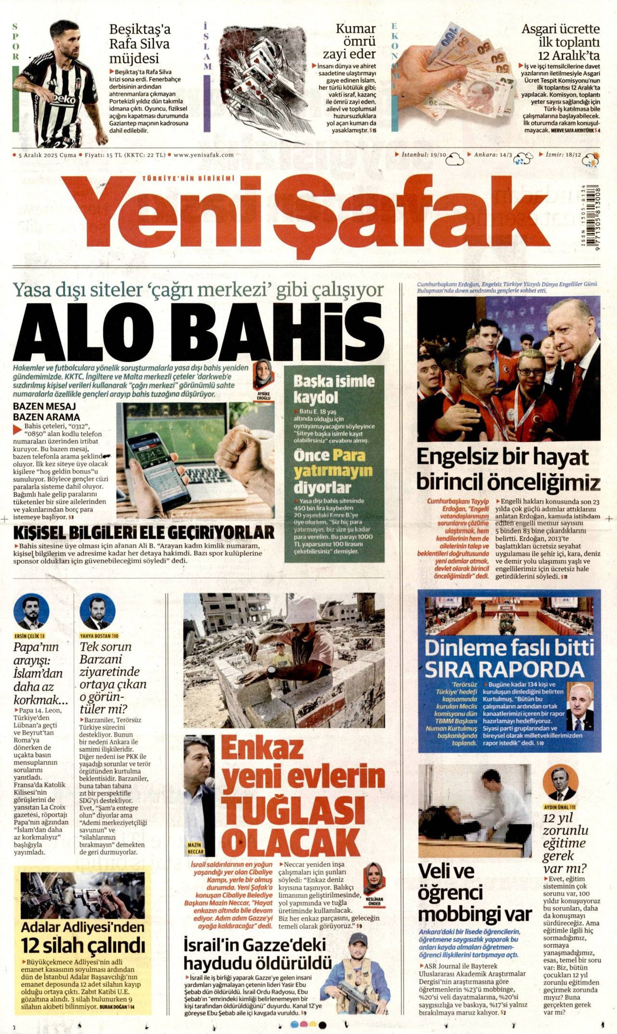 Yeni Şafak Gazetesi Manşeti