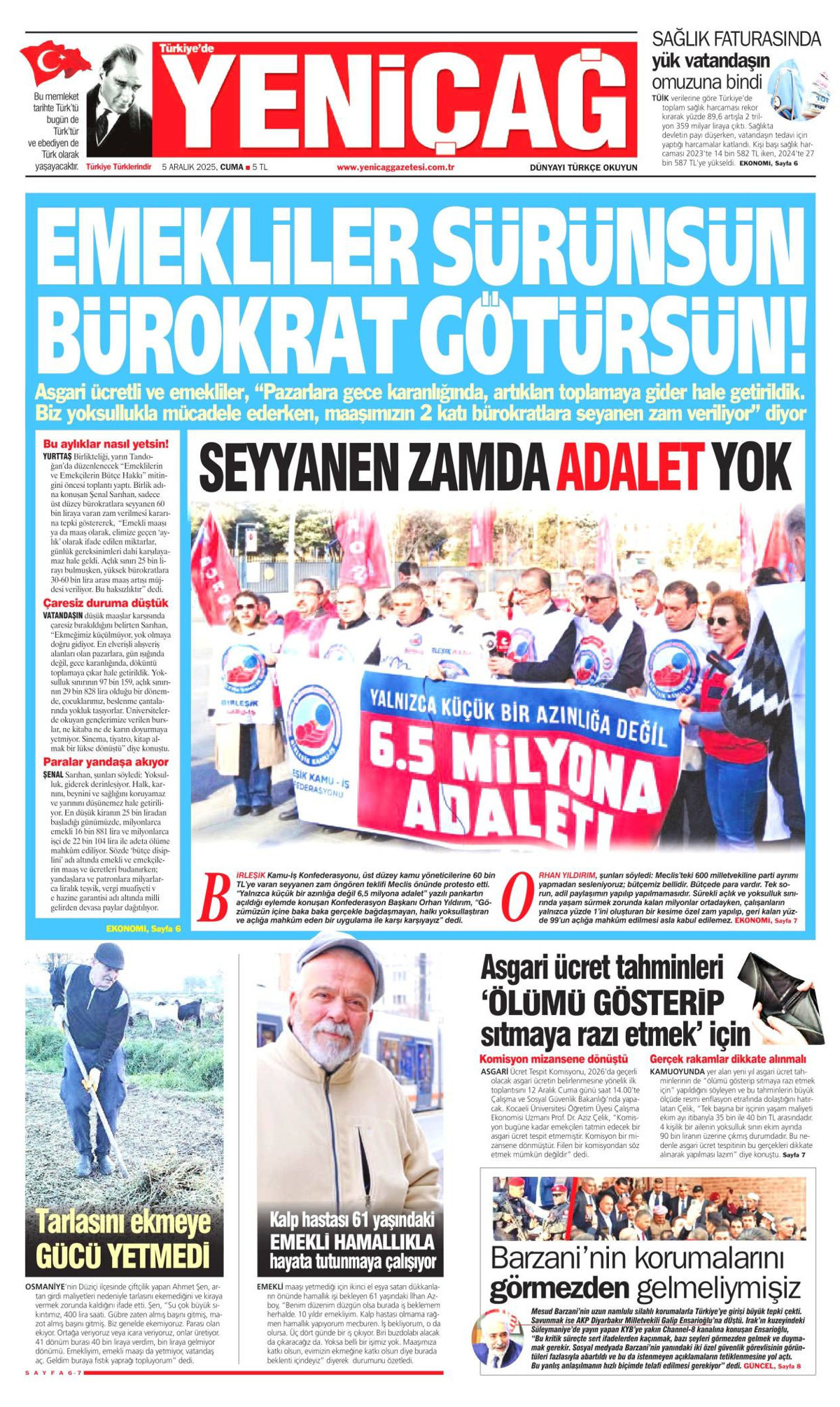Yeniçağ Gazetesi Manşeti