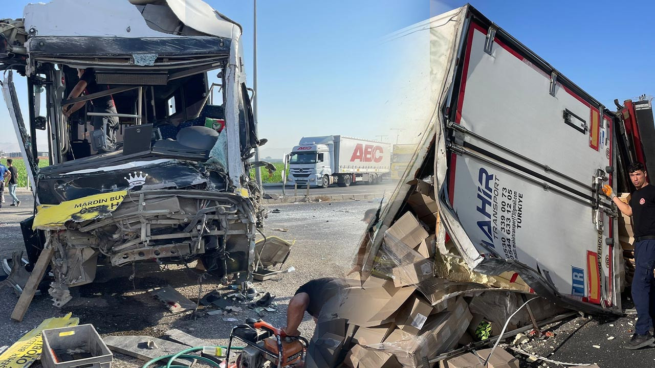 Mardin’de Halk Otobüsü ile TIR Çarpıştı! Yaralılar Var
