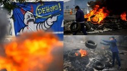 Otomotiv Sektöründe Kriz Büyüyor! Michelin İşçileri Grevde; Lastikleri Ateşe Verdiler