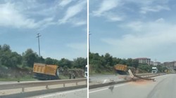 Bariyerleri Aşıp Refüje Daldı, Faciadan Dönüldü