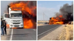 Şanlıurfa’da Seyir Halindeki Tır Alev Topuna Döndü