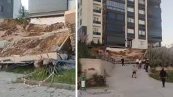 Bursa'da Yeni Yapılan Sitenin İstinat Duvarı Çöktü