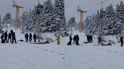 Bursa Uludağ'da Korku Dolu Anlar! Metrelerce Yükseklikte Mahsur Kaldılar