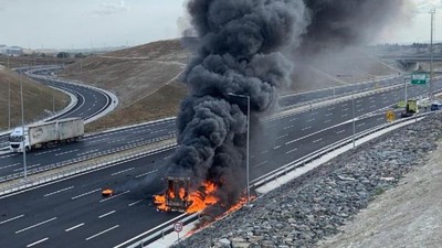 Kuzey Marmara Otoyolu'nda facia! Alev alev yandı