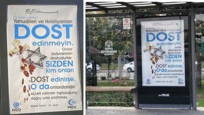 Konya'da duraklara 'nefret söylemi' içeren afişler asıldı
