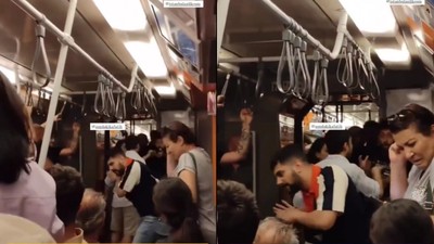 Metroda çıkan kavgada silahlar çekildi, o anlar kameralara yansıdı