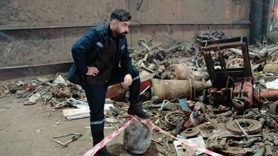 Haddehanenin hurdalığında top mermisi bulundu