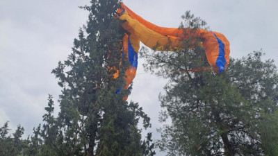 Denizli'de Yürekleri Ağza Getiren Kaza! 7 Metrelik Ağaçta Mahsur Kaldı