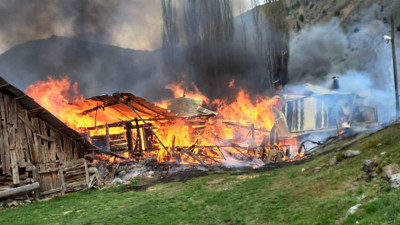 Artvin’de Köyde Yangın Faciası: 3 Ev, Samanlık ve Ahır Kül Oldu