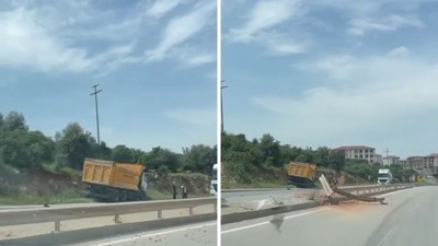 Bariyerleri Aşıp Refüje Daldı, Faciadan Dönüldü