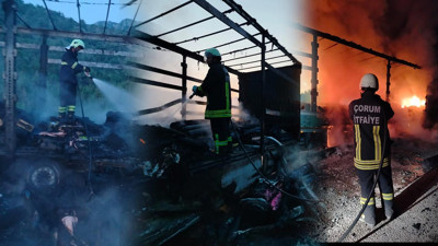 Çorum'da Tırın Dorsesi Alev Aldı