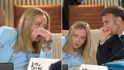 G7 Zirvesine Damga Vuran Görüntü: Macron Kulağına Eğildi, Meloni Kameraya Fena Yakalandı...