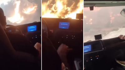 Hatay'da Yangın Felaketi! İtfaiye Aracı Alevlerin Arasında Kaldı: Allah'ım Yardım Et!