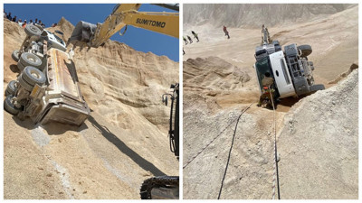 Hatay’da Kum Ocağında Kamyon Devrildi: Sürücü Yaralı