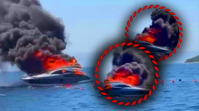 İstanbul Kınalıada'da Teknede Yangın! İçinde 12 Kişi Vardı...