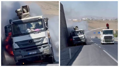 Diyarbakır’da Seyir Halindeki Kamyon Alev Aldı