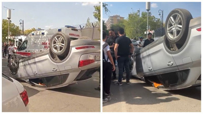 Diyarbakır'da Ehliyetsiz Sürücü Korku Dolu Kaza Yaptı: Kiralık Otomobil Takla Attı, Sürücü Kaçtı