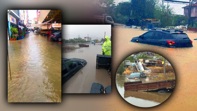 Muğla'nın 5 İlçesinde Çifte Alarm!  Hem Sağanak Hem Fırtına Vurdu... Araçlar Mahsur Kaldı, Mezarlar Sular Altında Kaldı, Tekneler Kıyıya Vurdu