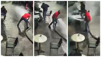 Bayrampaşa'da Güldüren Anlar: Tazyikli Su Şovu Hüsranla Bitti, Müşteriler Sırılsıklam Oldu