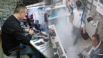 Tamircide Panik Anları! Batarya Bir Anda Alev Aldı