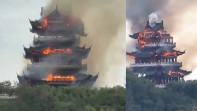 Çin’deki 1500 Yıllık Yongqing Tapınağı'nda Yangın