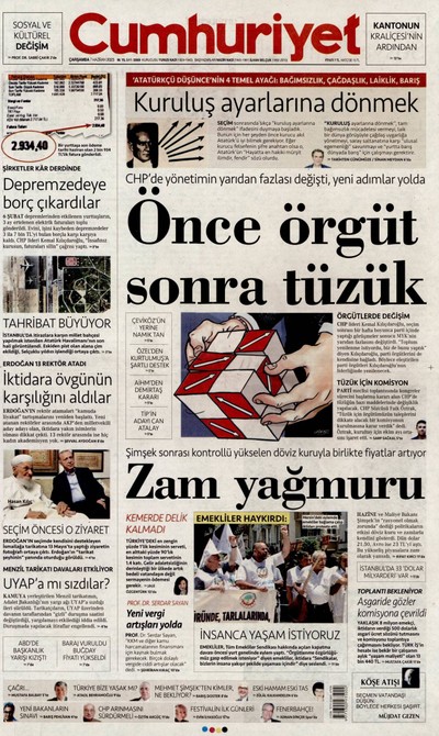 Cumhuriyet Gazetesi Manşeti