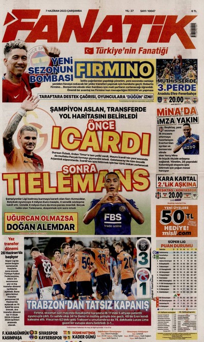 Fanatik Gazetesi Manşeti