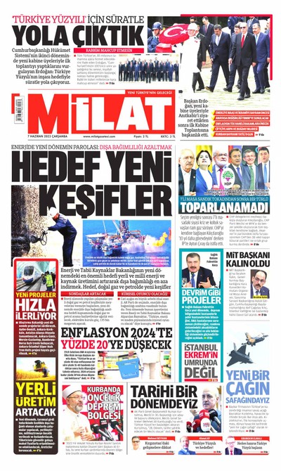 Milat Gazetesi Manşeti