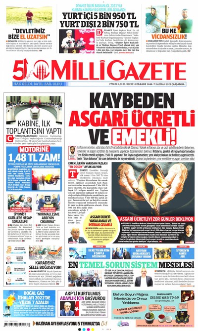 Milli Gazete Gazetesi Manşeti