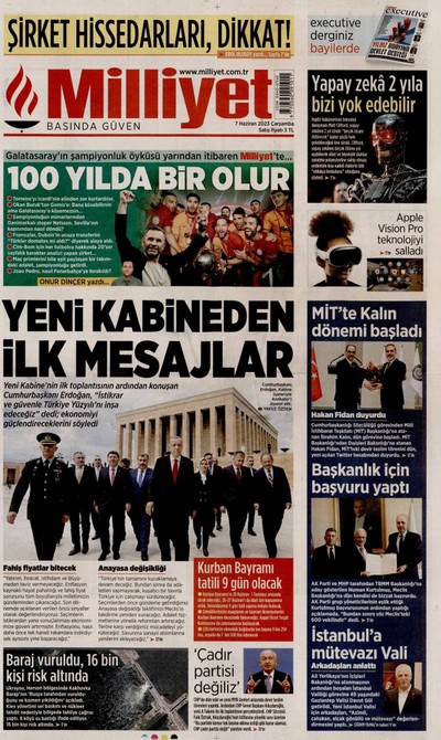 Milliyet Gazetesi Manşeti