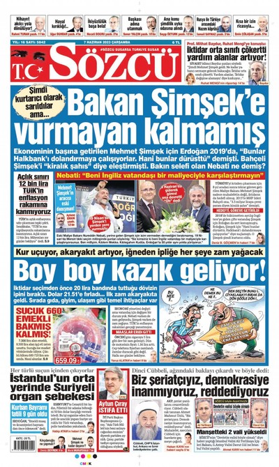 Sözcü Gazetesi Manşeti