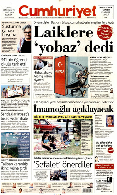 Cumhuriyet Gazetesi Manşeti