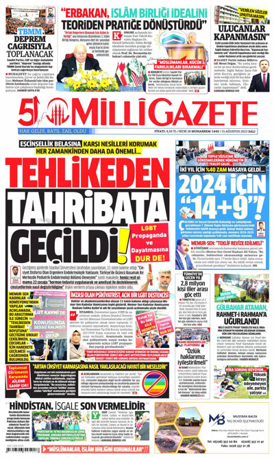 Milli Gazete Gazetesi Manşeti