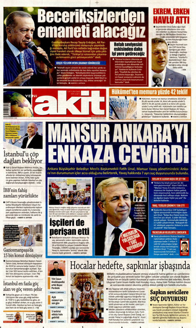 Yeni Akit Gazetesi Manşeti