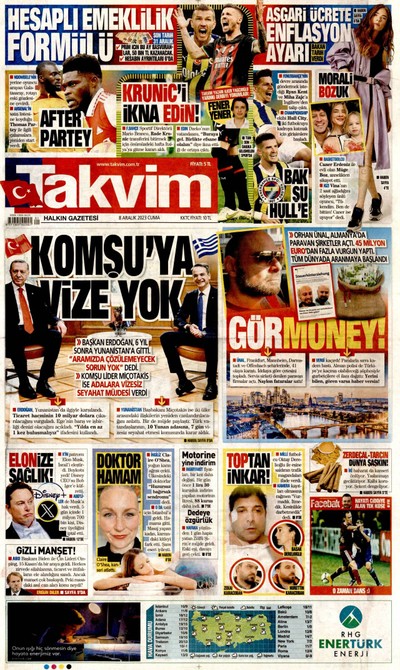 Takvim Gazetesi Manşeti