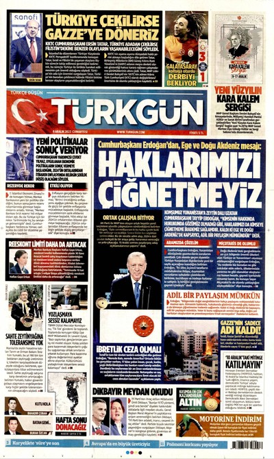 Türkgün Gazetesi Manşeti