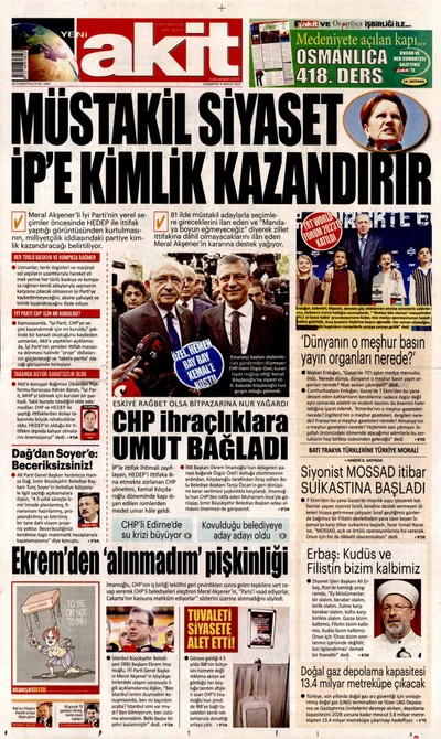 Yeni Akit Gazetesi Manşeti