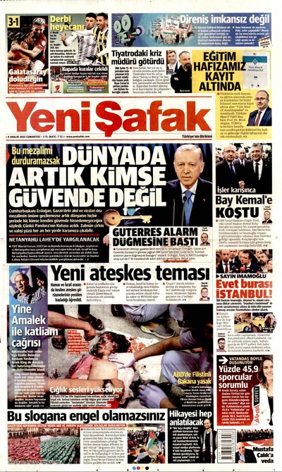 Yeni Şafak Gazetesi Manşeti