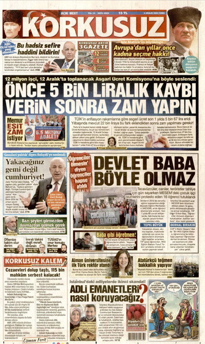 Korkusuz Gazetesi Manşeti
