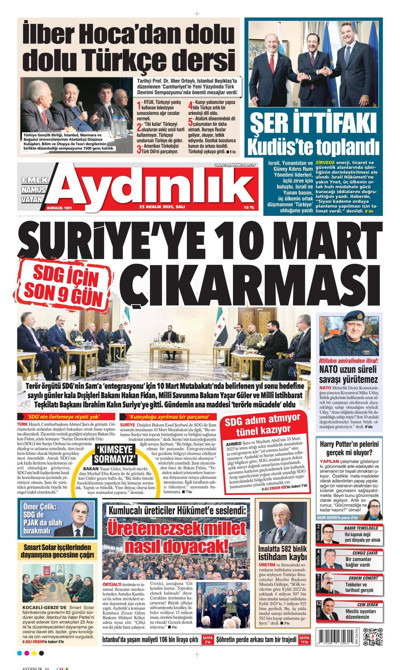 Aydınlık Gazetesi Manşeti