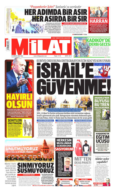 Milat Gazetesi Manşeti