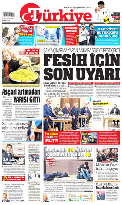 Türkiye Gazetesi Manşeti