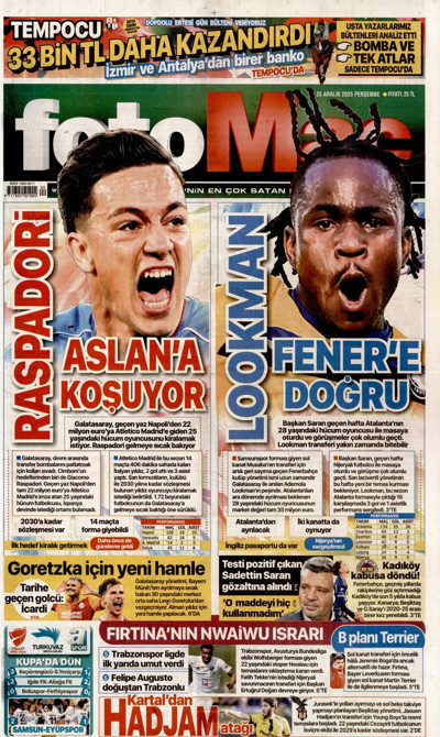 Fotomaç Gazetesi Manşeti